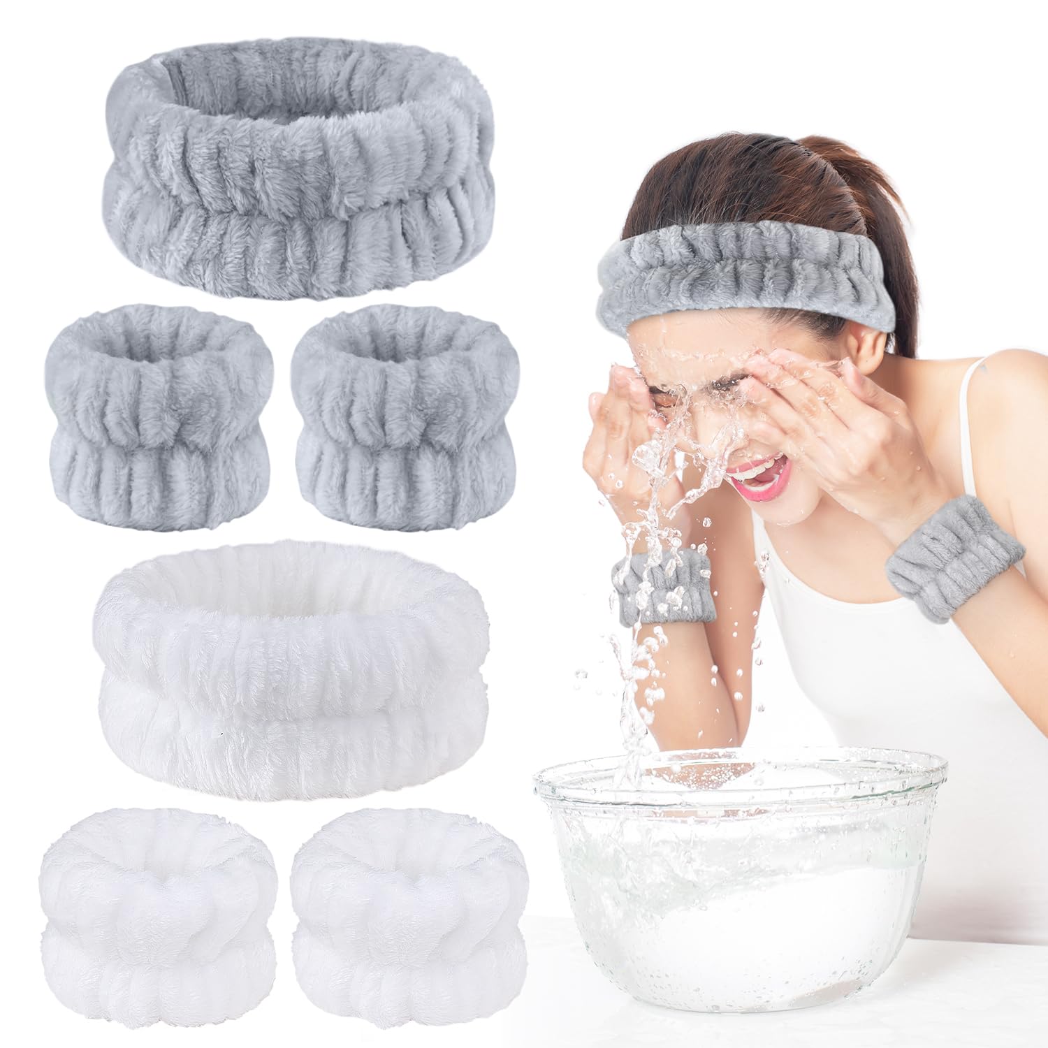 Amazon.co.jp: HUAZONTOM ヘアバンド 洗顔 リストバンド 2セット(6点