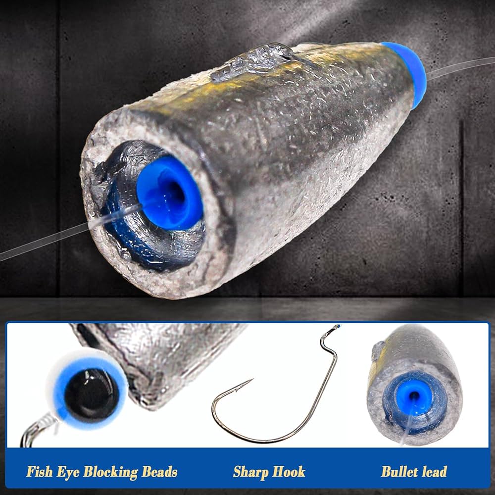 Amazon.com : 10 Pcs Texas Rigs for Bass Fishing, 7g/10g/14g Bullet