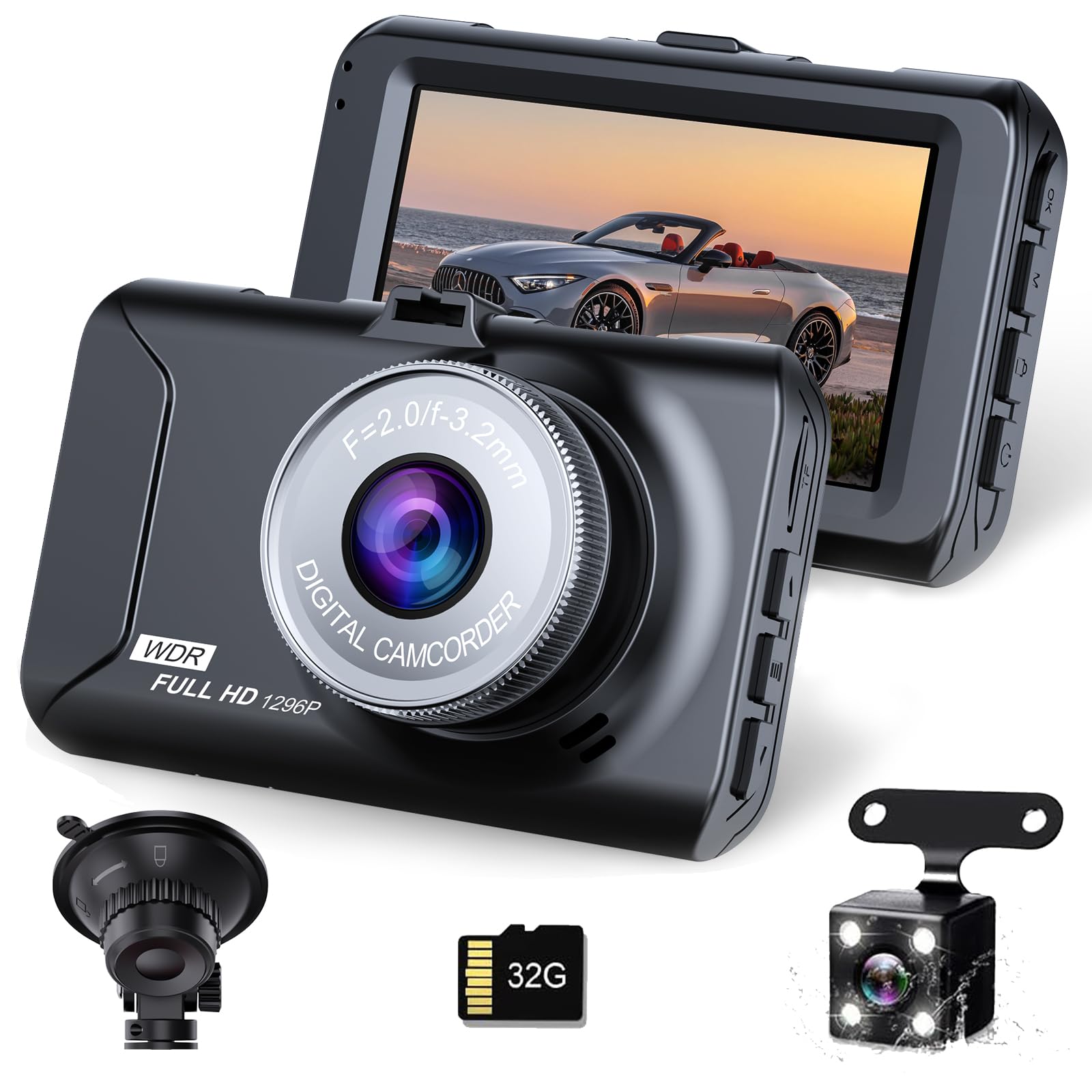 Amazon | TORAKIND【2025業界】ドライブレコーダー 前後2カメラ 小型