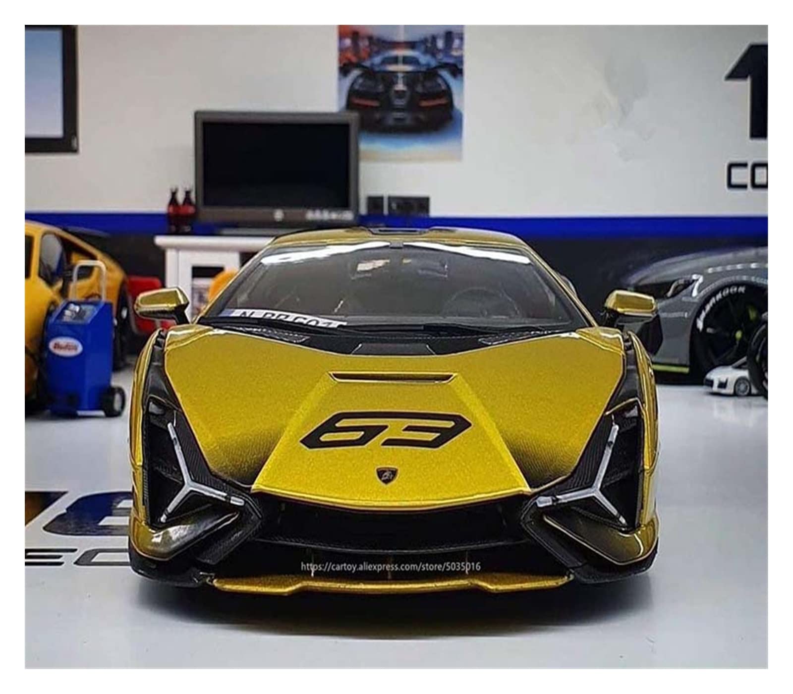 Amazon | 1:18 最新の売れ筋黄色ランボルギーニ シアン FKP37 合金