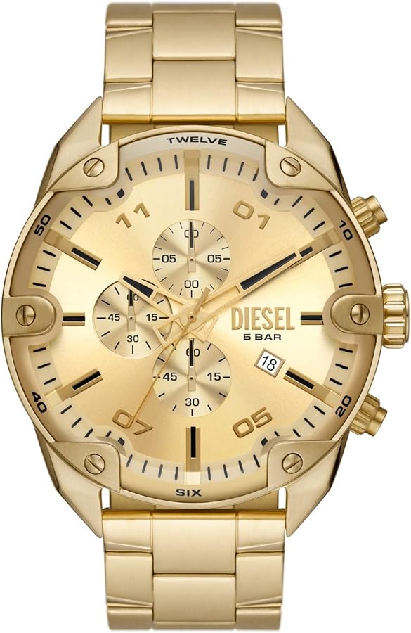 Amazon.com: Diesel Men's Watch, Spiked Stainless Steel Chronograph