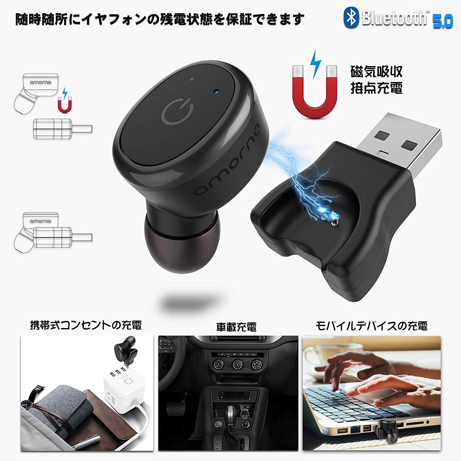 Amazon.co.jp: 【Bluetooth IP68完全防水】 Bluetooth イヤホン 片耳
