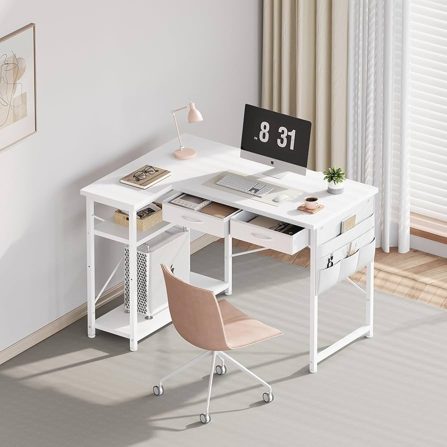 Amazon | Maihail l字デスク机pcデスク パソコンデスク 幅100cm×奥行