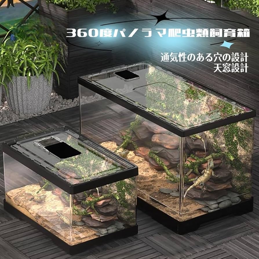 Amazon | 両生類生息地 レプタイルボックス 爬虫類 飼育ケース 虫かご