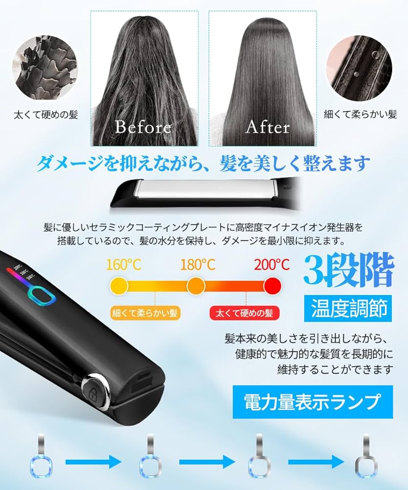 Amazon.co.jp: 【コードレス・USB充電式】 ヘアアイロン 2WAY カール