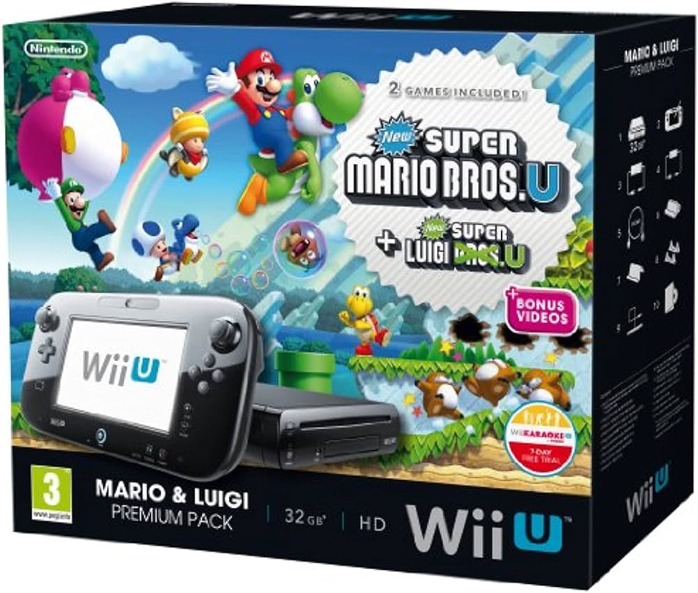 Nintendo Wii U Black Premium Pack (32GB) + New Super Mario Bros.U