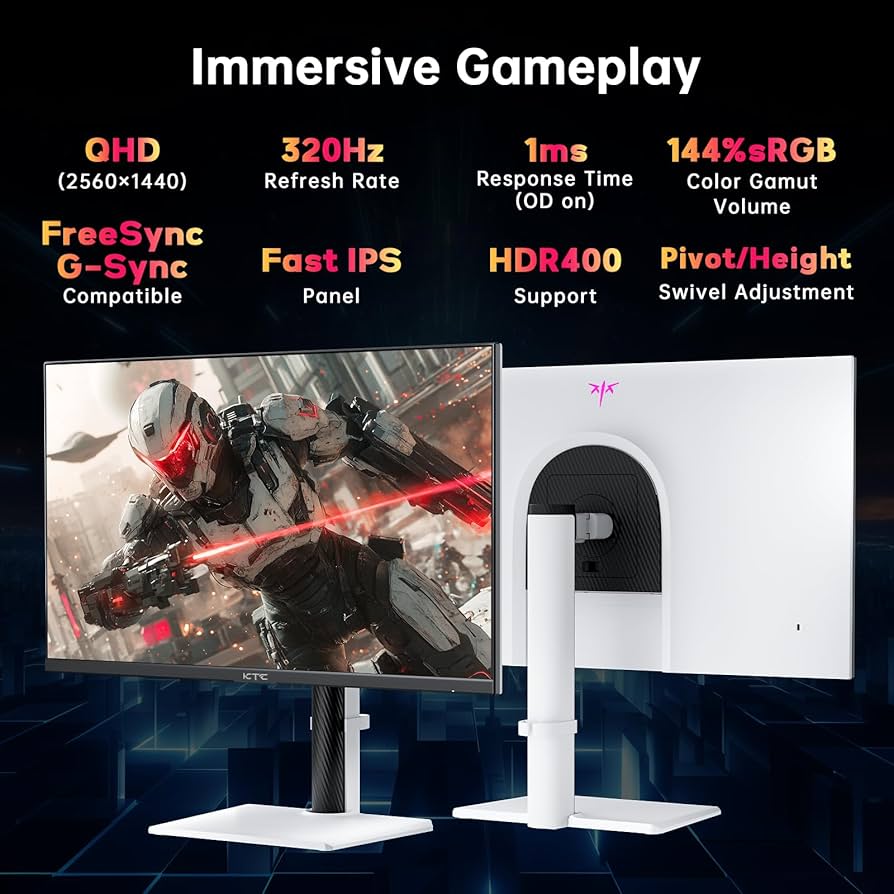 Amazon.com: KTC 27 Inch White Gaming Monitor 300Hz/320Hz, QHD