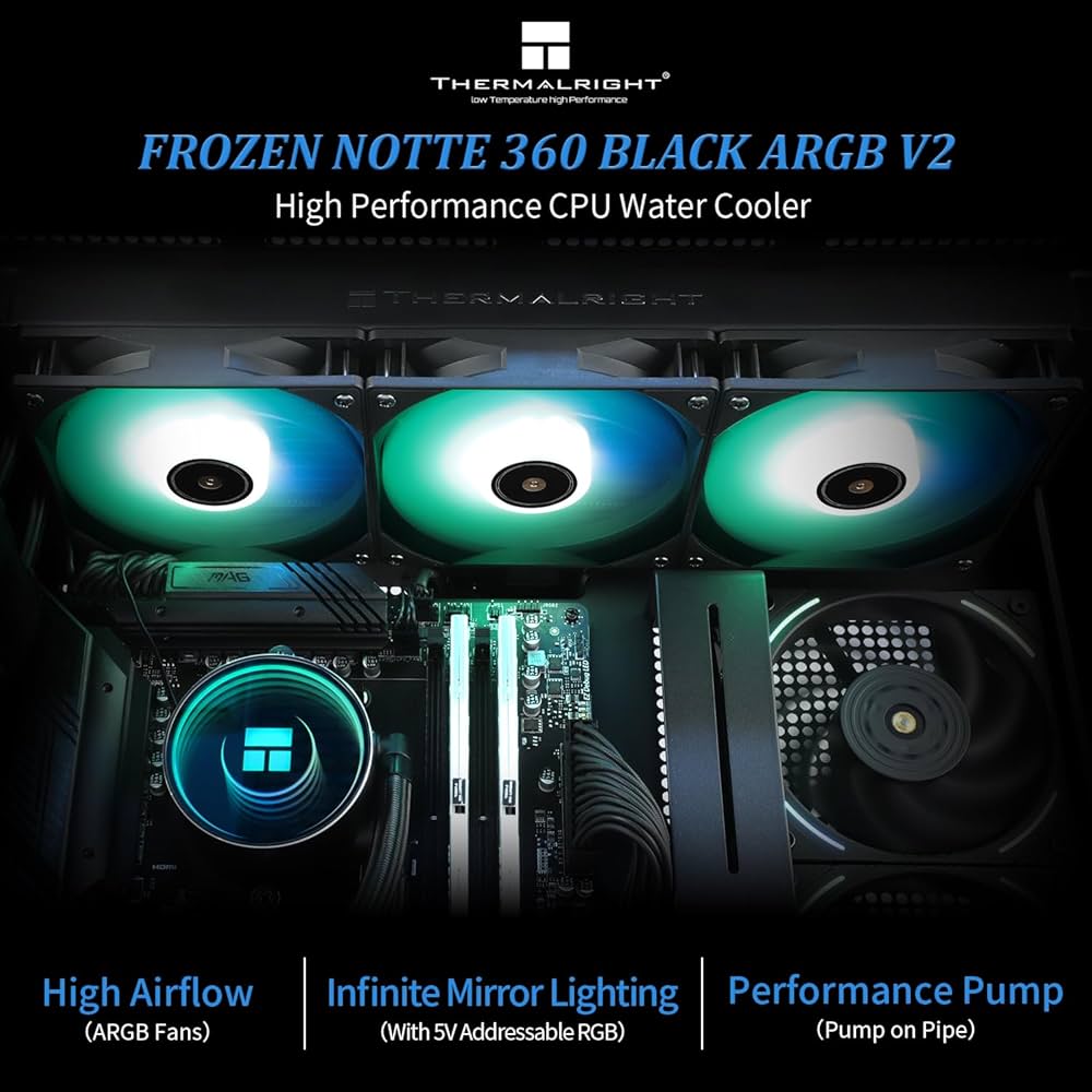 Amazon.co.jp: Thermalright Frozen Notte 360 BLACK ARGB V2 水冷CPU
