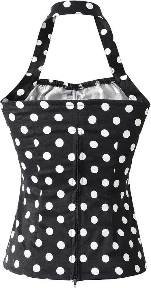 50s Pinup Rockabilly Polka Dots Halter Top Sweetheart Neckline