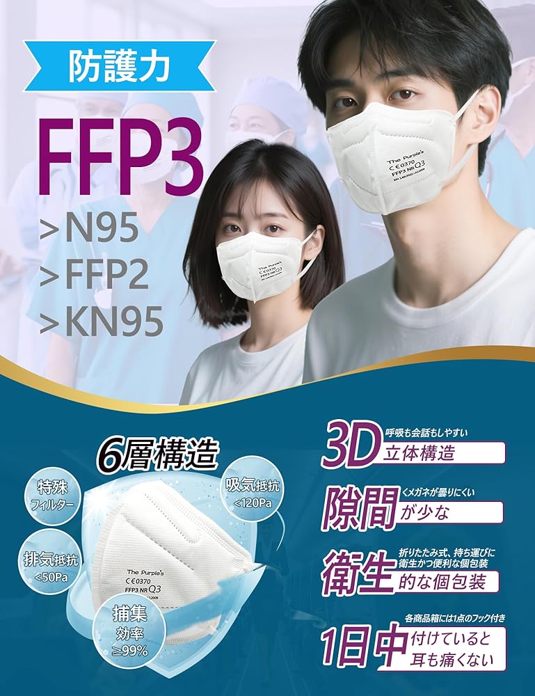 Amazon.co.jp: [Mot zero] FFP3マスク 不織布 6層マスク 立体 3Dマスク
