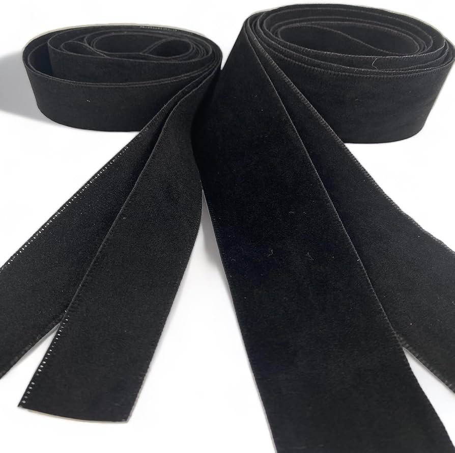 Amazon.co.jp: Chez-M- 豪華 両面 ベロア リボン 黒 25mm幅 38mm幅 長