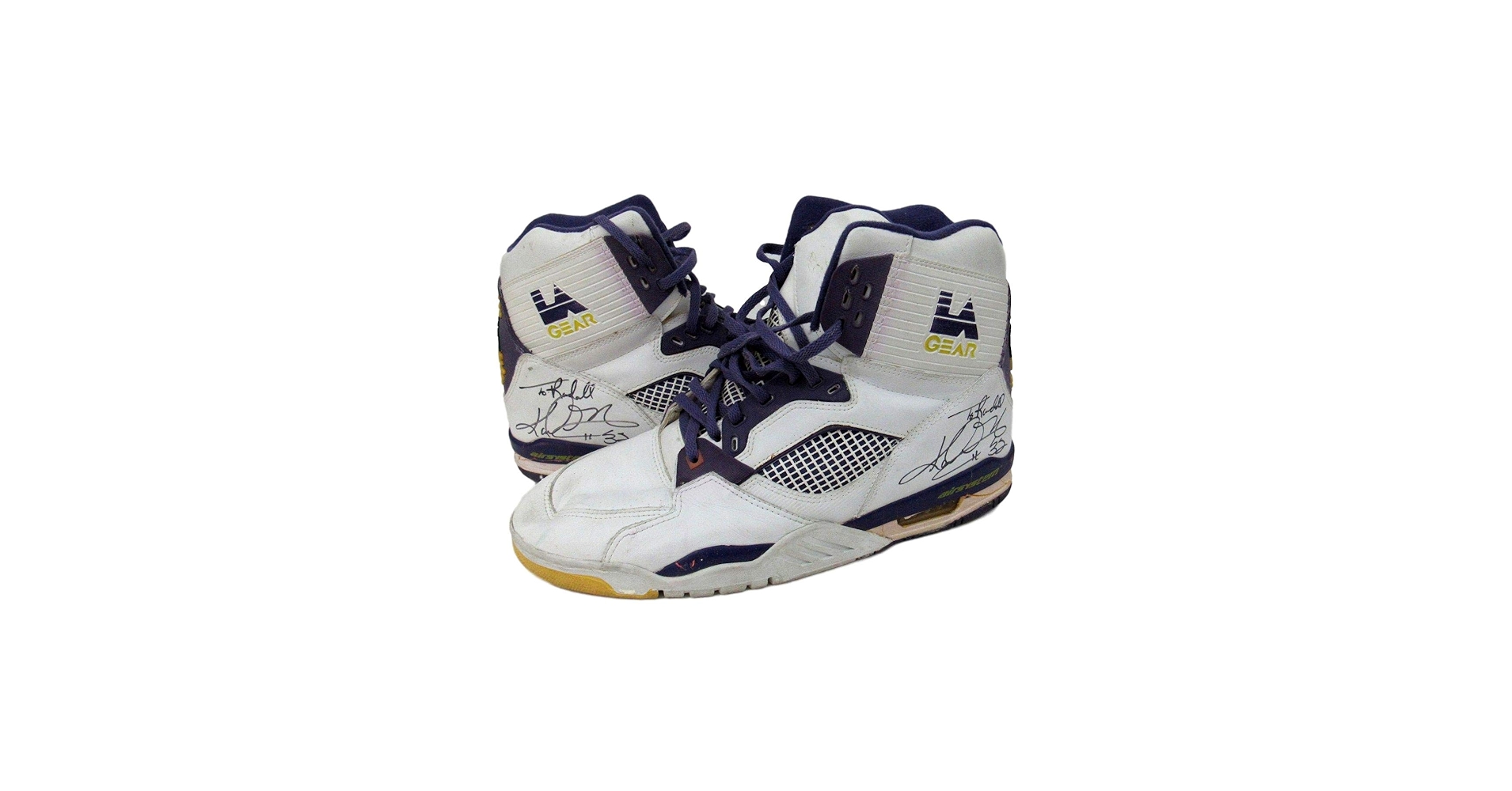 1990 Karl Malone Utah Signed Game Worn Sneakers Shoes LA Gear RARE