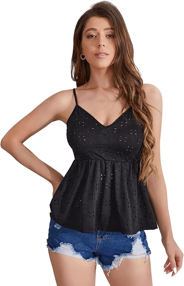 SweatyRocks Women's Sexy V Neck Criss Cross Backless Camisole