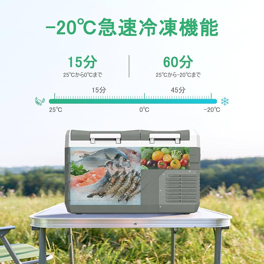 Amazon.co.jp: Alpicool 車載冷蔵庫 2室 23L ポータブル冷蔵庫 独立