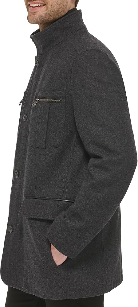 Cole Haan Signature Men's Wool Melton Coat with Nylon Bib