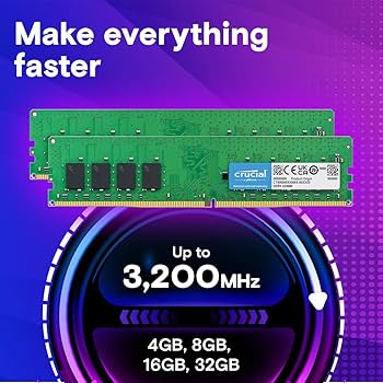 Crucial 32GB DDR4 RAM Kit (2x16GB), 3200MHz (PC4-25600) CL22