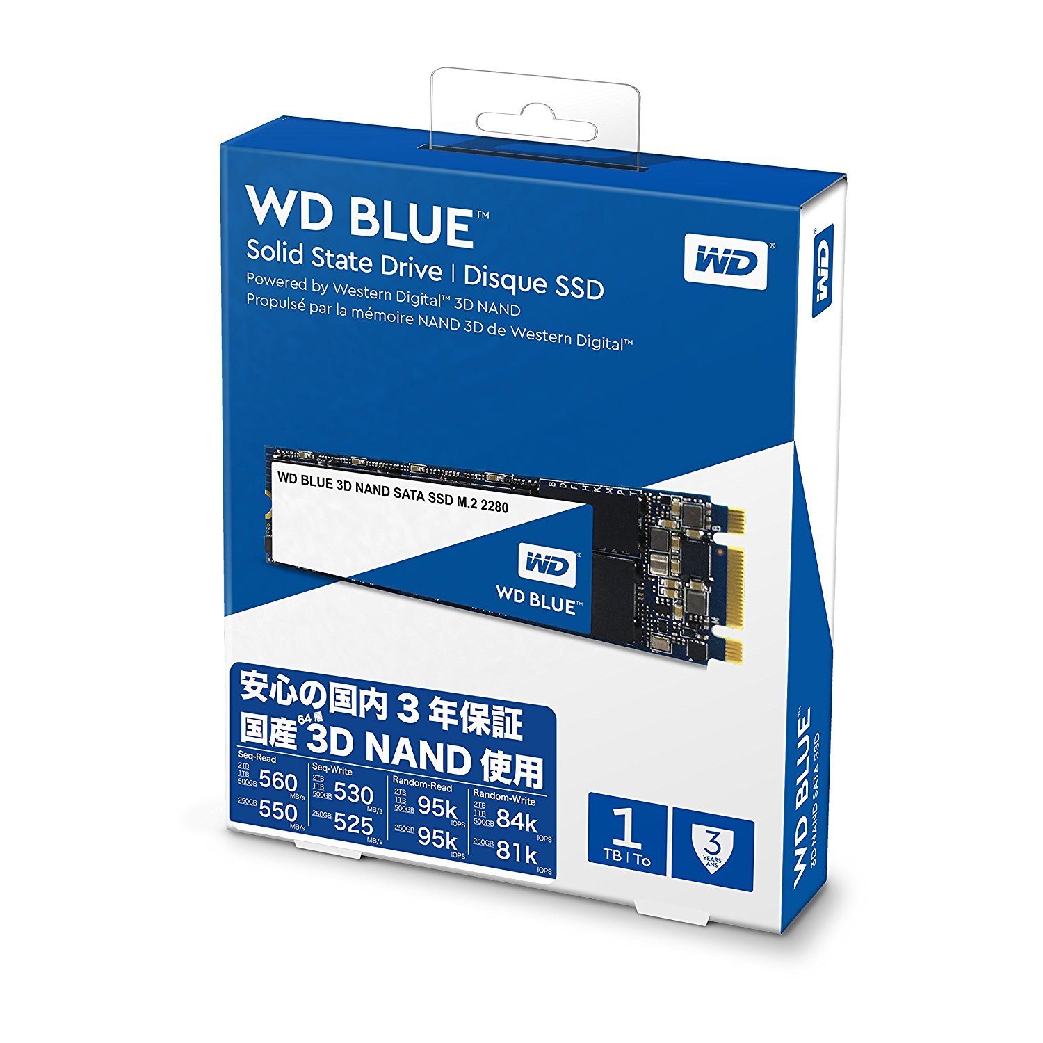 WD Blue 3D NAND 1TB Internal PC SSD - SATA III 6 Gb/s, M.2 2280