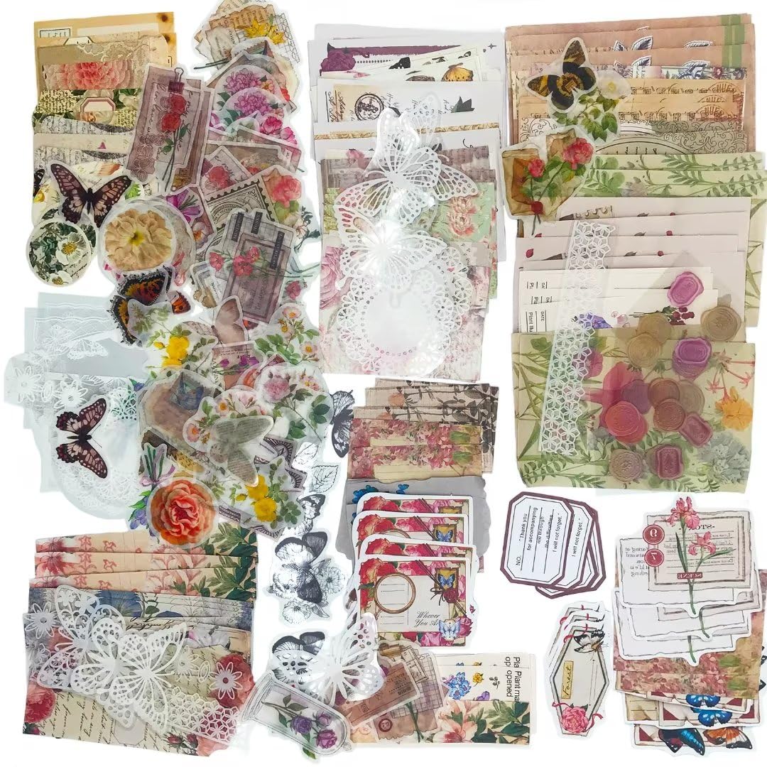 Amazon.co.jp: コラージュ 素材 シール 詰め合わせ 人気 GUAN フレーク