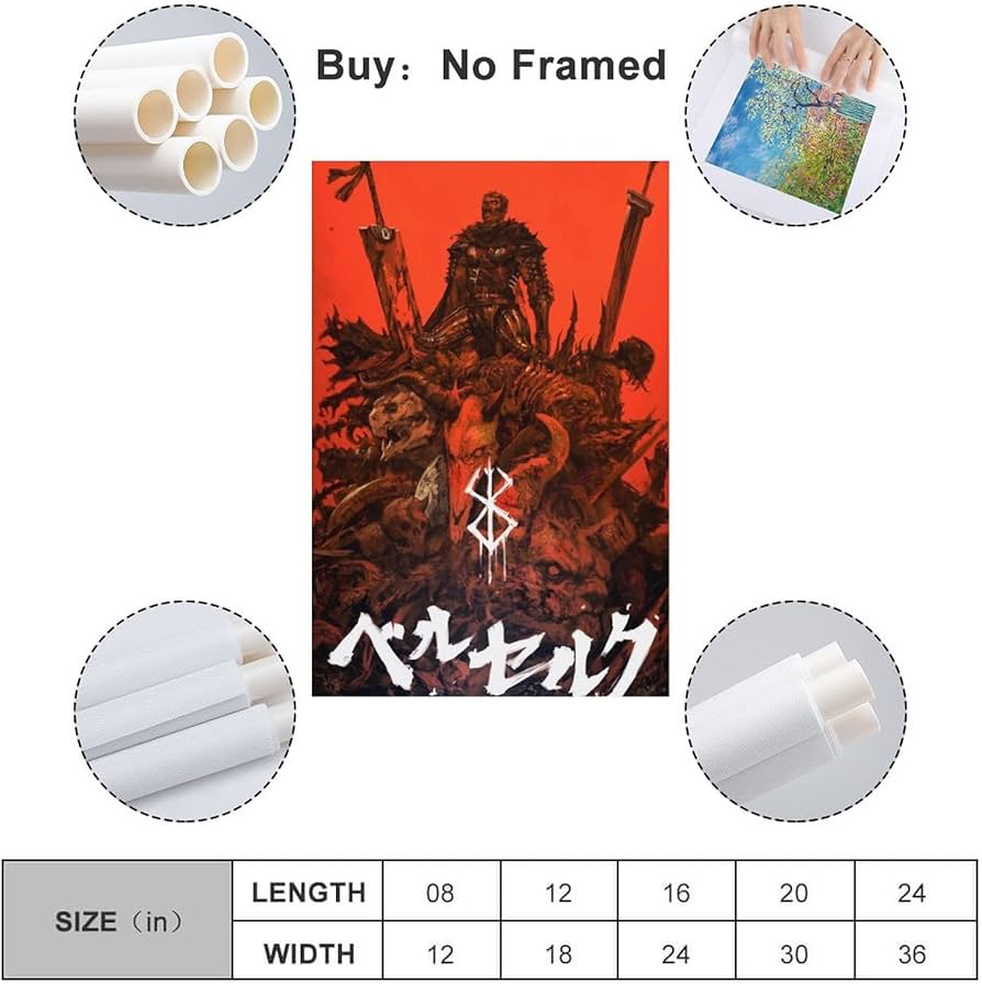 Amazon.co.jp: ベルセルク ガッツ グリフィス ポスター 装飾画 アート