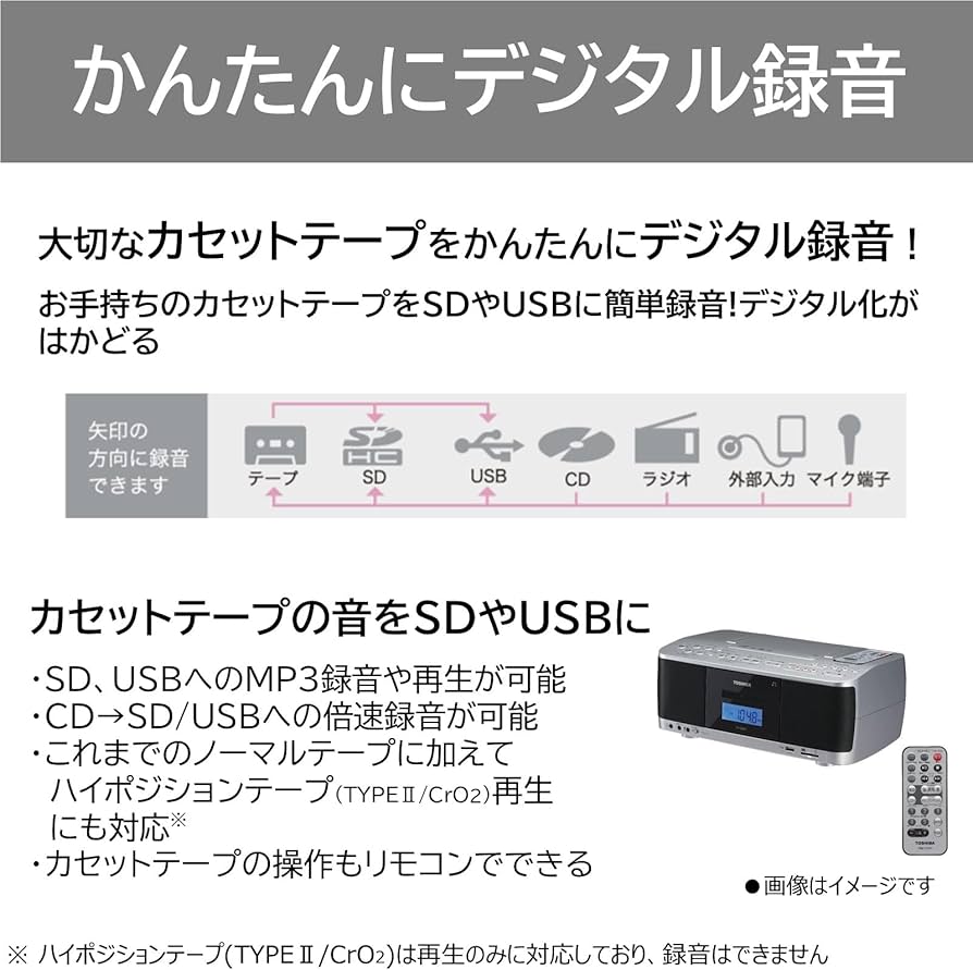 Amazon.co.jp: 東芝(TOSHIBA) SD/USB/CDラジカセ シルバー リモコン