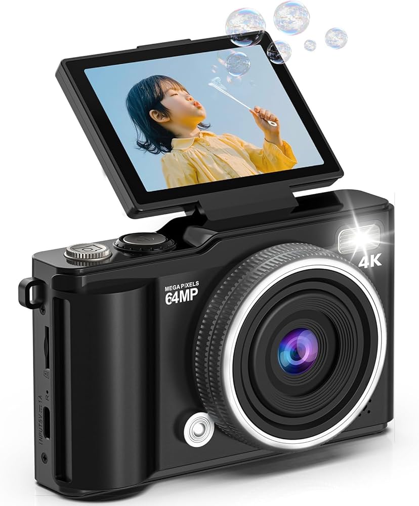 Amazon | Beho デジタルカメラ 6400万画素 4K デジカメ 180度回転可能