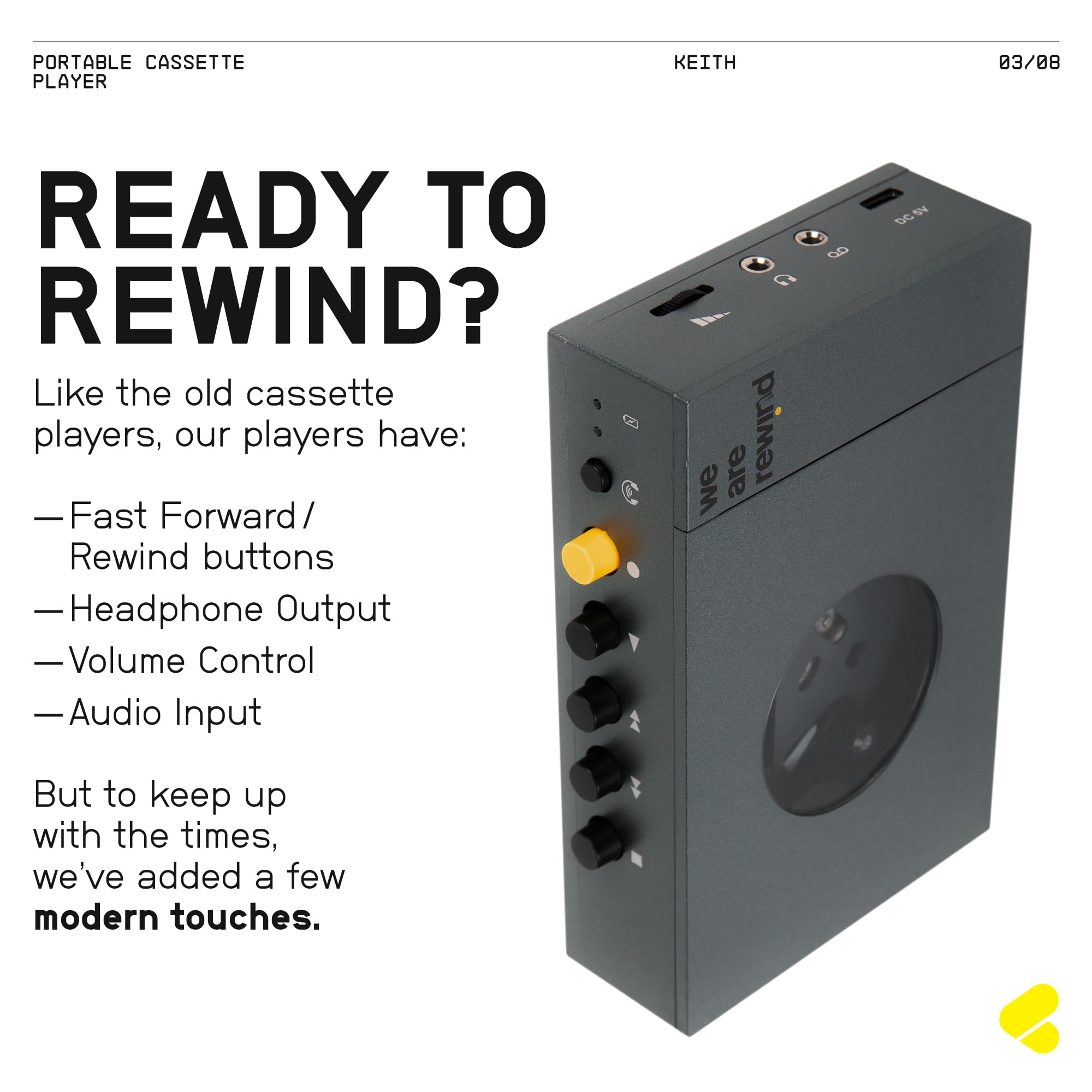 Amazon | We Are Rewind ポータブルカセットプレイヤー WE-001 グレイ