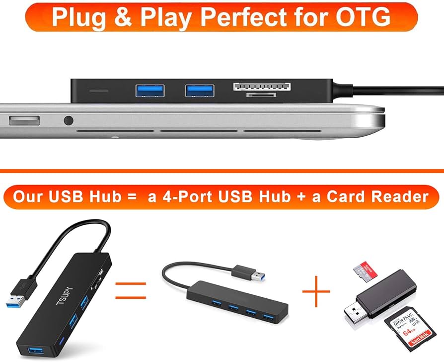 Amazon.com: USB Hub 3.0, TSUPY 5 in 1 Multiport Adapter USB 3.0