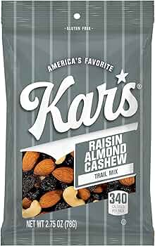 Amazon.com: Kar's Nuts Raisin Almond Cashew Trail Mix, 3 oz – Grab