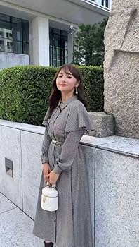 Amazon.co.jp: ビットベルト付きケープフレアワンピース cc44 GRL