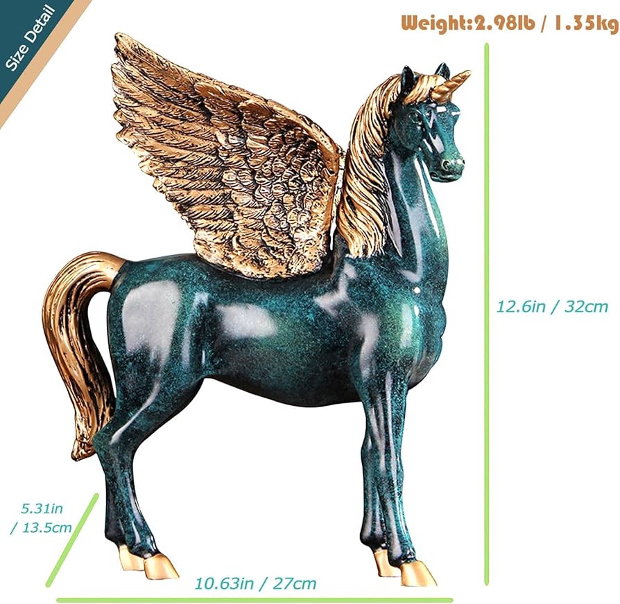 Amazon.co.jp: 装飾像 - ペガサス馬像ユニコーンテーブル彫刻、翼の