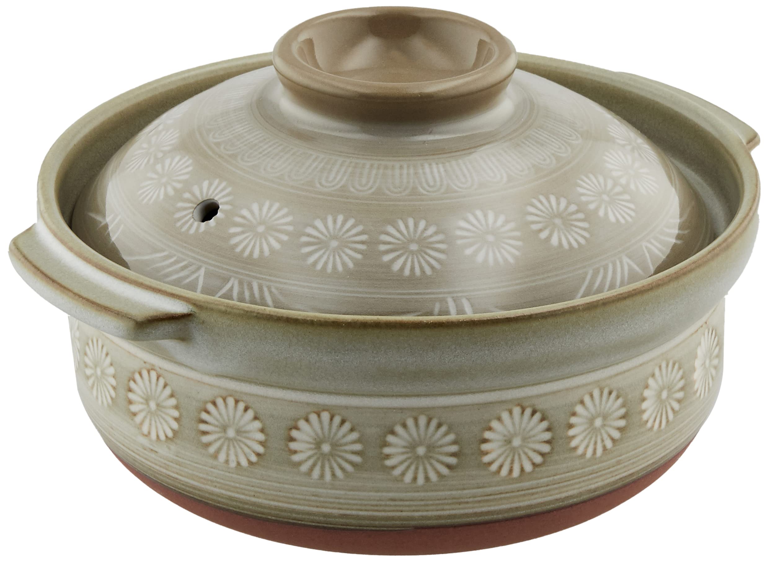 Amazon｜萬古焼 銀峯 花三島 特深鍋 6号 1~2人用 直径約19cm×高さ15cm