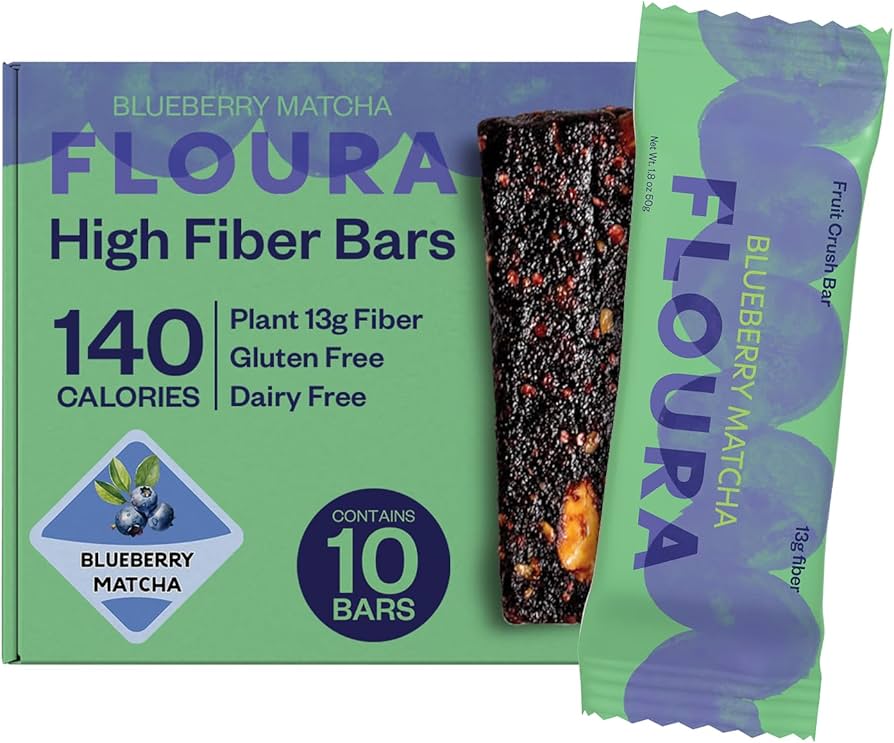 Amazon.com: Floura Blueberry Matcha Fruit-Forward Fiber Bars– High