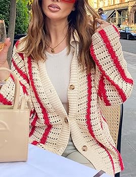 Gihuo Women' s Y2K 2 Piece Knit Outfits Striped Sweater Shorts Set