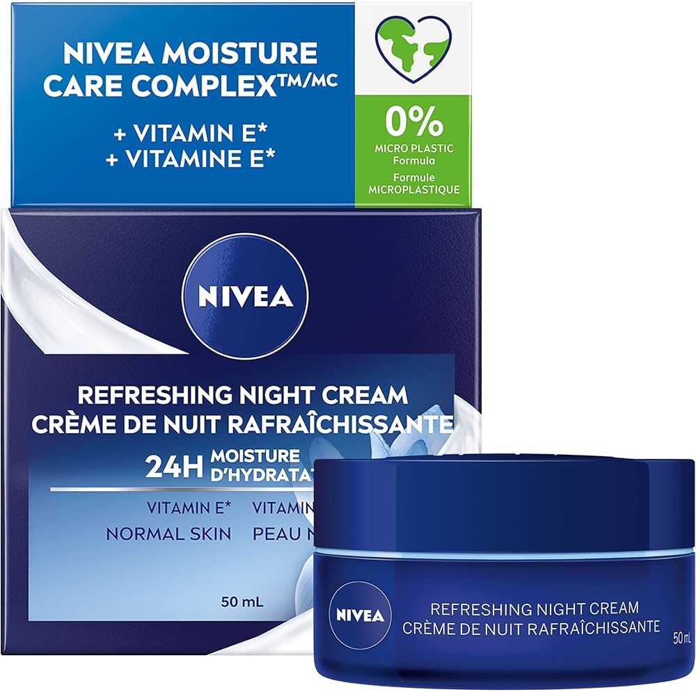 NIVEA Refreshing Night Face Cream, 24H Moisture for Normal Skin