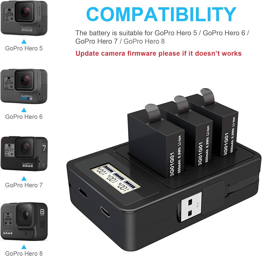 Amazon.com : 2 Pack Replacement Battery for Gopro Hero 8 Quick