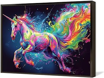 Amazon.co.jp: 絵画 カラフルなユニコーン アートパネル ポスター 奇妙