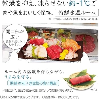 Amazon.co.jp: 日立 冷蔵庫 幅65cm 475L シャンパン R-H48R N 6ドア