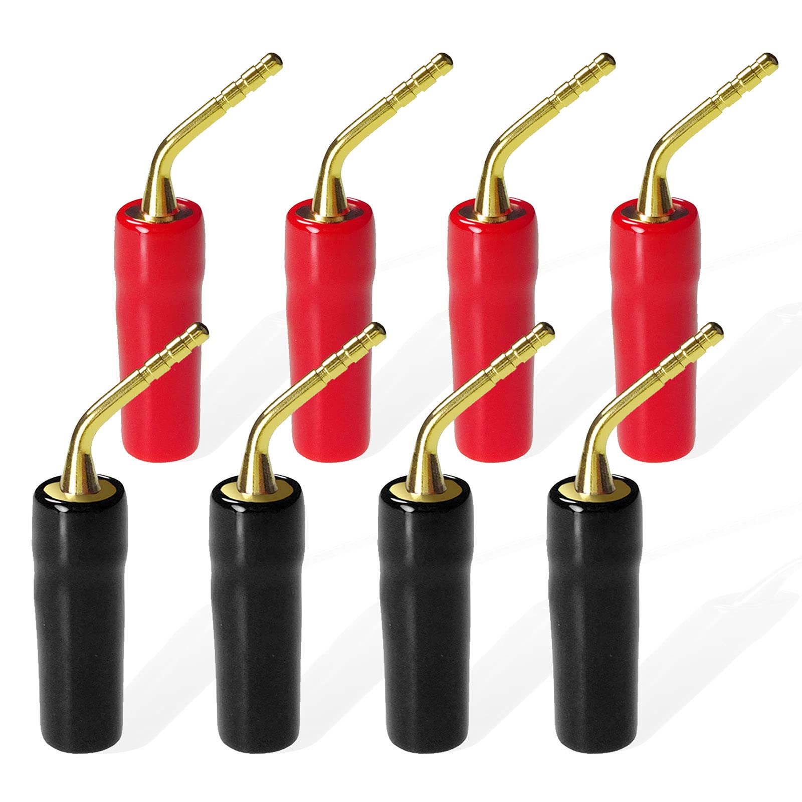 Amazon | Cleqee 24K金メッキ 8本セット 端子 L型2mmバナナプラグ 8個