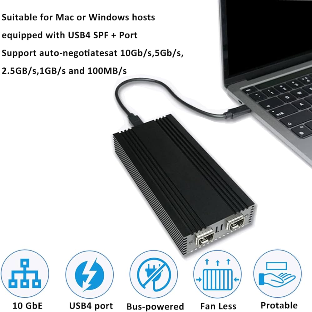 Amazon.com: USB4 Type-C to Dual 10Gb SFP+ Fiber Port Ethernet