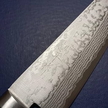 Amazon | 訓平作 牛刀 包丁 180mm 彩流 紺柄 積層ダマスカス V金10号