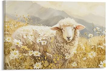 Amazon.co.jp: 絵画 真っ白な羊 アートパネル ポスター かわいい面白い