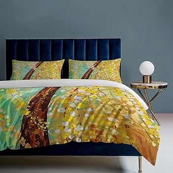 Amazon｜布団カバー 3点セット 幸運の木 風水絵 黄金の木の油絵