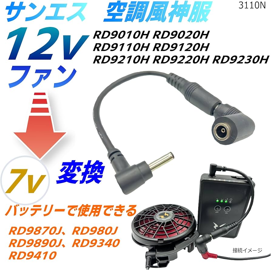 Amazon.co.jp: CNCTWO(コネクトツー) サンエス 空調風神服 12vファンを