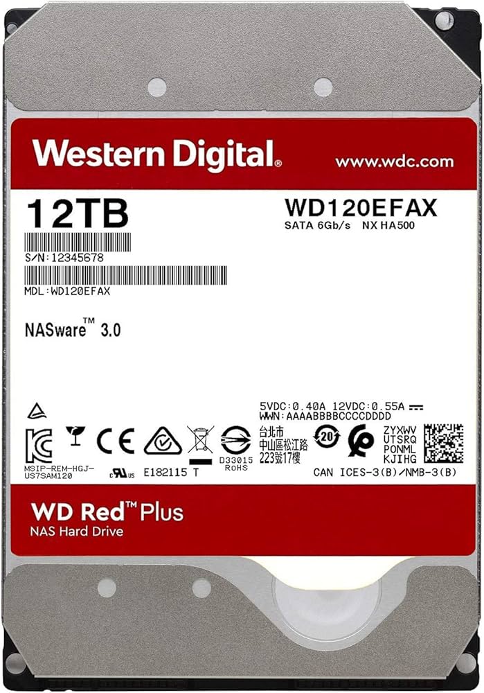 Amazon | Western Digital HDD 12TB WD Red Plus NAS RAID (CMR) 3.5