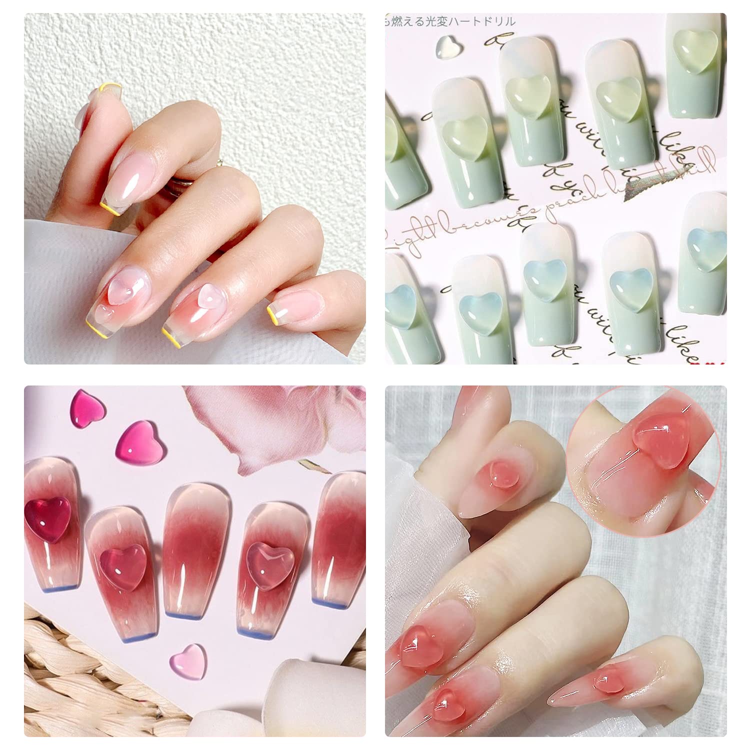 Amazon.co.jp: RICISUNG ネイルパーツ ハート 【300個】クリア 透明 UV