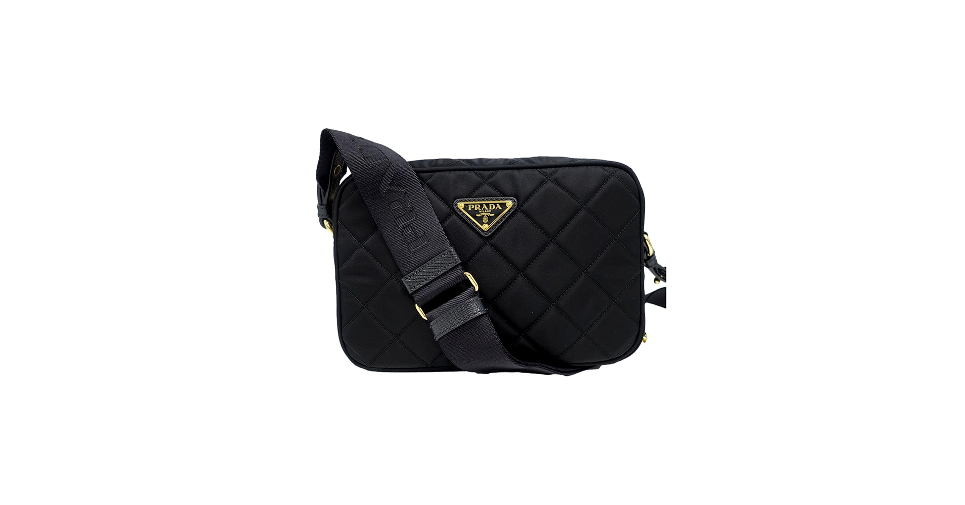 Prada Womens Tessuto Nylon Black Camera Bag Crossbody 1BH089