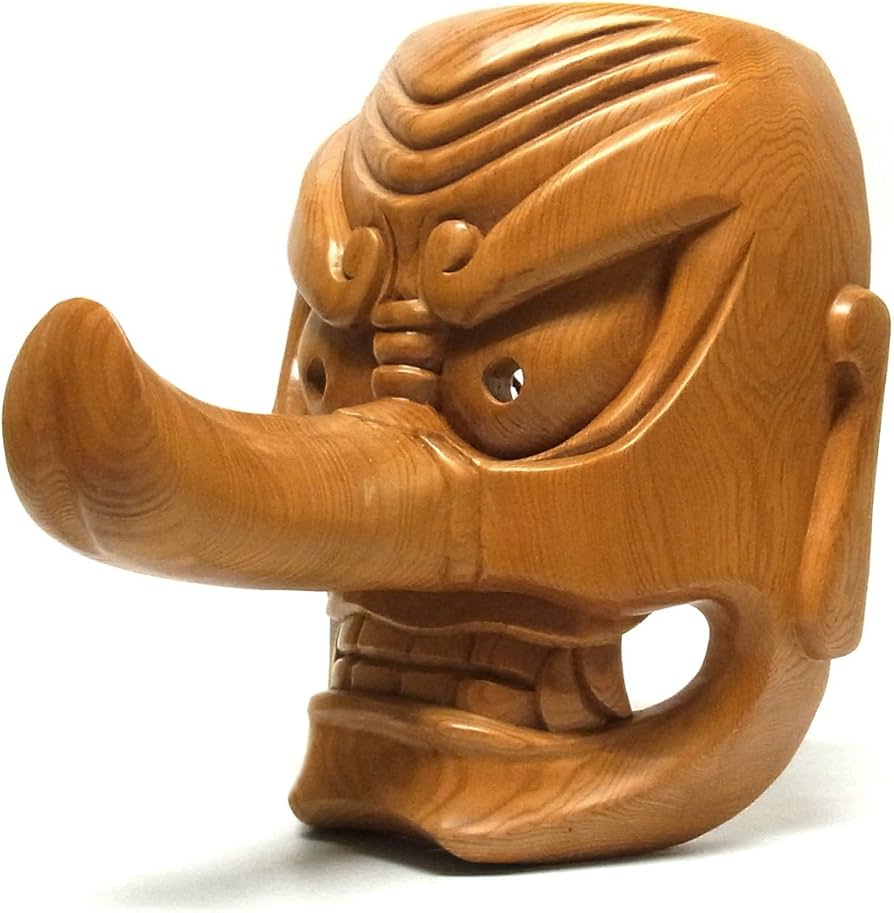 Amazon.co.jp: 木彫り 大天狗面 壁掛け用 お面 日本仏師作品 : ホーム