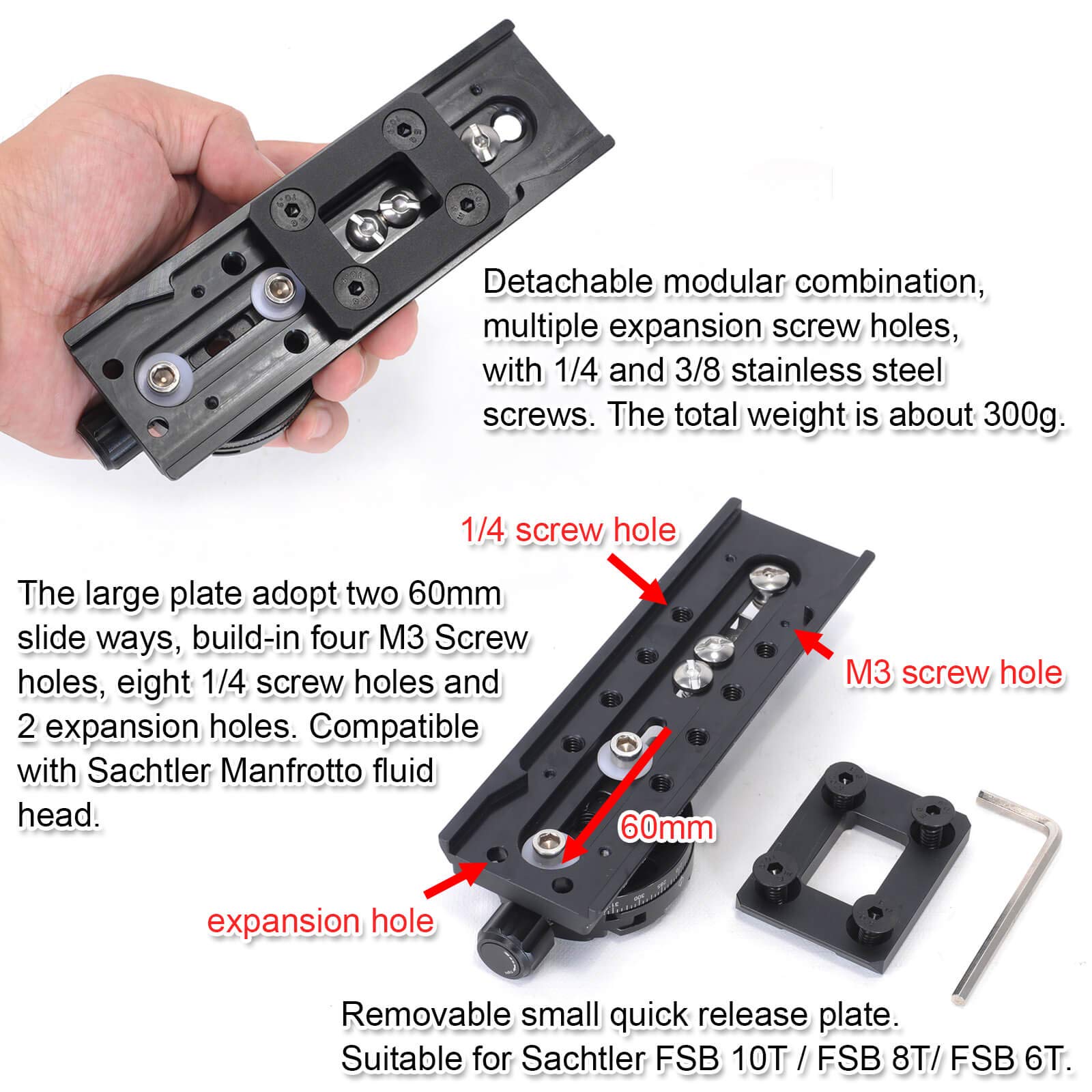 Amazon | 全金属CNC加工のクイックリリースプレートアダプター