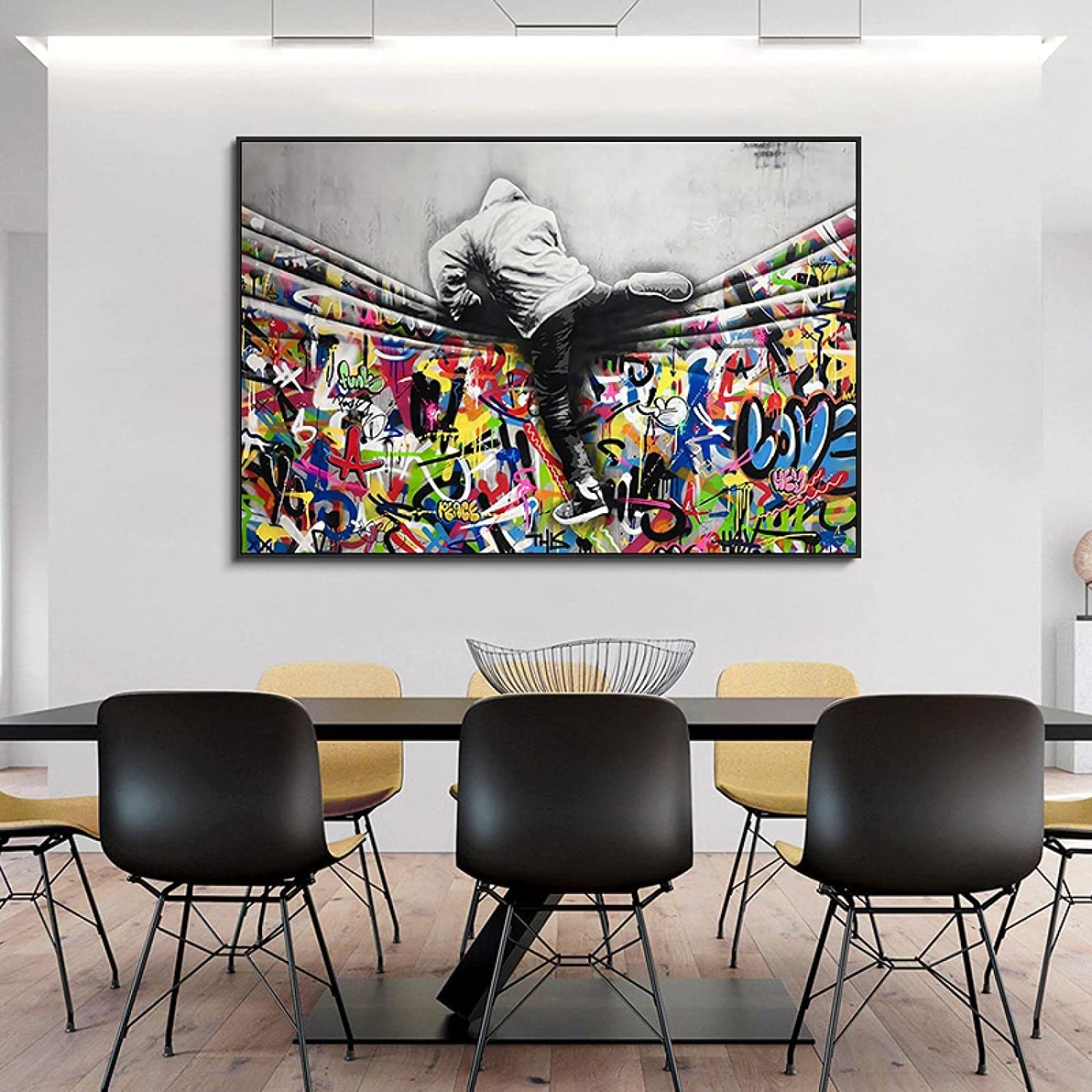 Amazon｜バンクシーグラフィティポスターキャンバス絵画インテリア