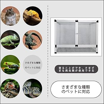 Amazon | トカゲ ケージ、爬虫類ケージ 飼育容器、60CM 80CM 100CM、省